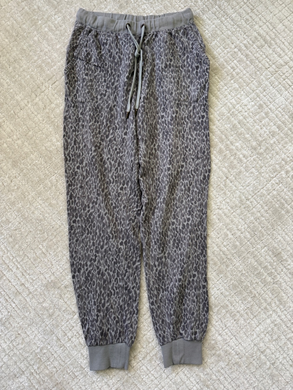 Gray Leopard Print Jogger Pants
